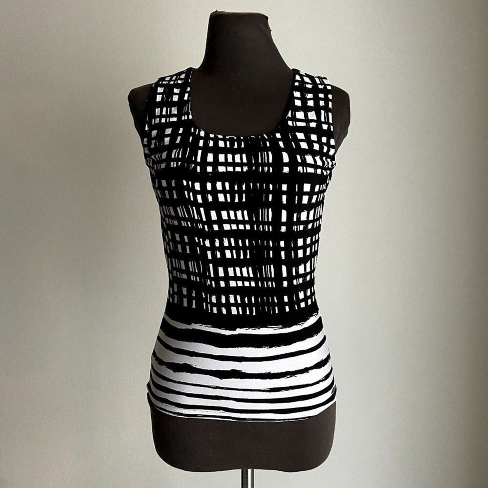 Calvin Klein Black and White Checkered Blouse